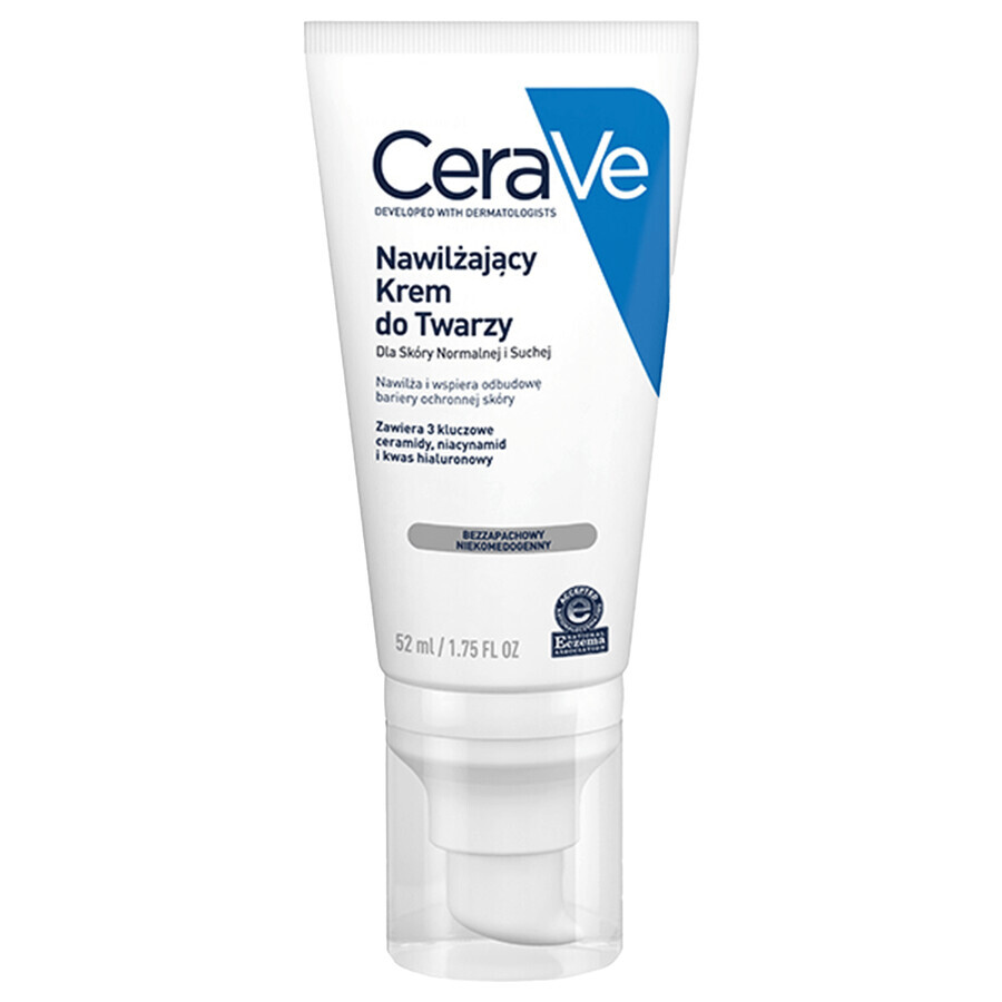 CeraVe, crema idratante con ceramidi per il viso, pelle normale e secca, 52 ml