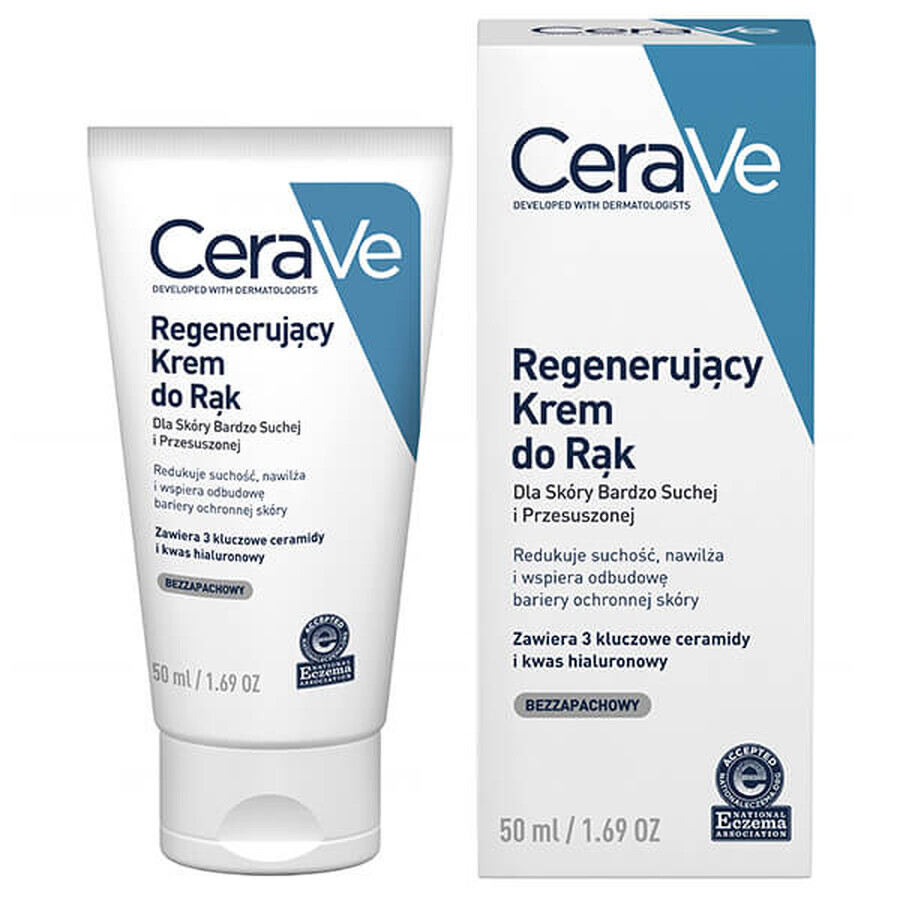 CeraVe, crema mani rigenerante con ceramidi, pelle molto secca e disidratata, 50 ml