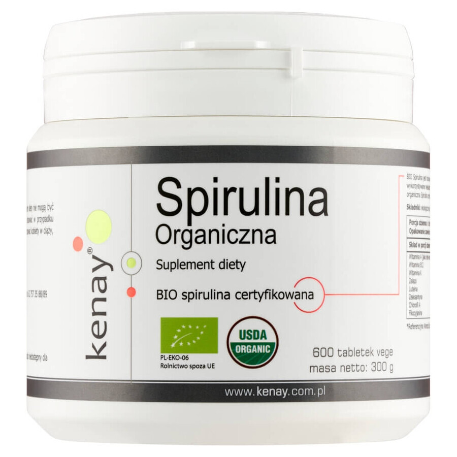 Kenay, Spirulina biologica, 600 compresse