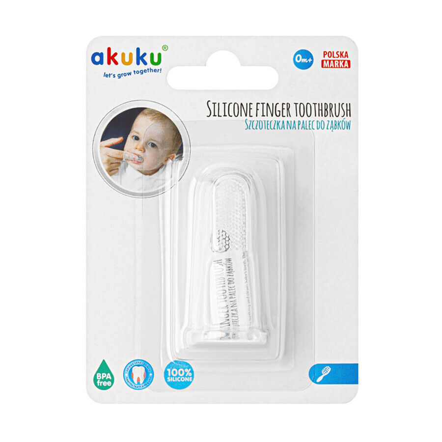 AKUKU, spazzolino in silicone per il massaggio dei denti e delle gengive A0393, dalla nascita, 1 pz.