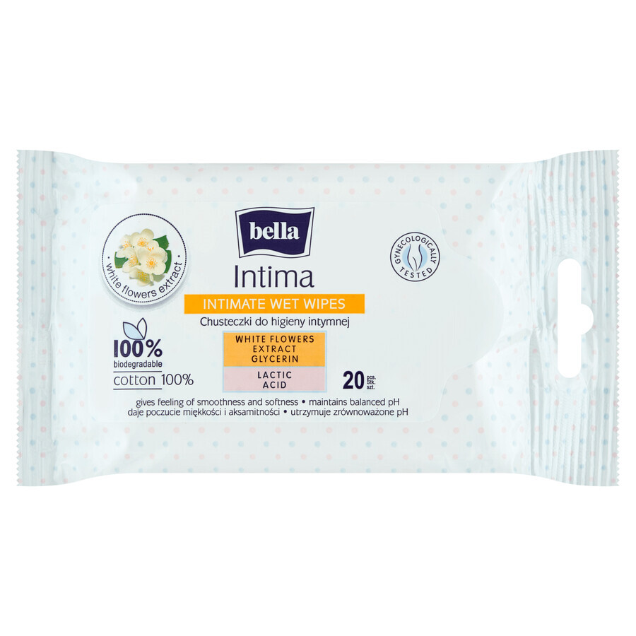 Bella Intima, lingettes humides pour l'hygiène intime, 20 pcs