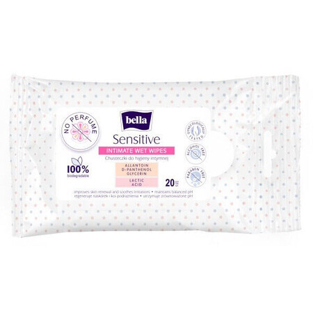 Bella Sensitive, salviette umidificate per l'igiene intima, 20 pz.