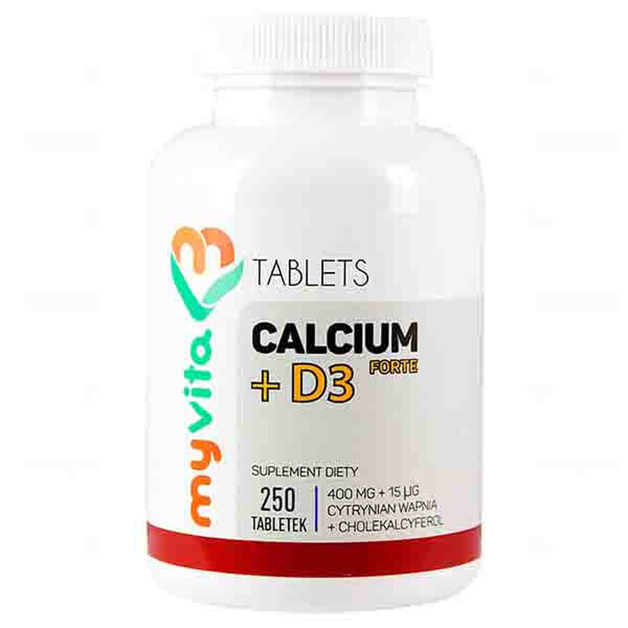 MyVita, Calcium + vitamin D3 FORTE, calcium (calcium citrate), 250 tablets