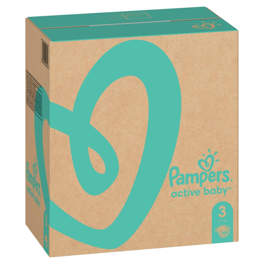 Pampers Active Baby, couches, taille 3, 6-10 kg, 208 pcs