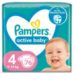 Pampers Active Baby, couches, taille 4, 9-14 kg, 74 pcs