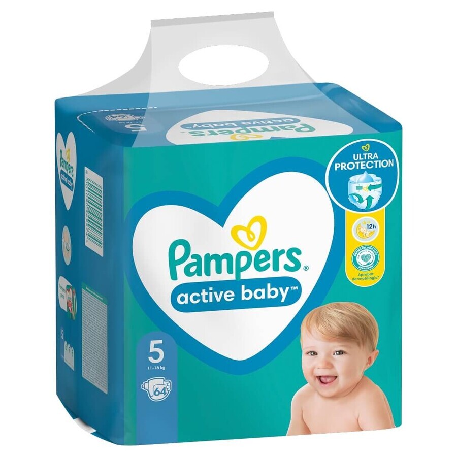 Pampers Active Baby, Windeln, Größe 5, 11-16 kg, 64 Stück