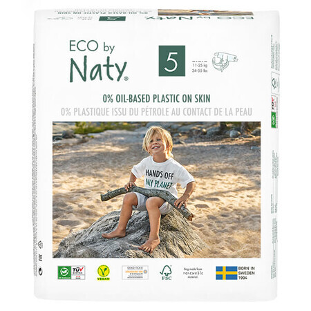 Eco By Naty, pannolini usa e getta ecologici, taglia 5, 11-25 kg, 40 pz.