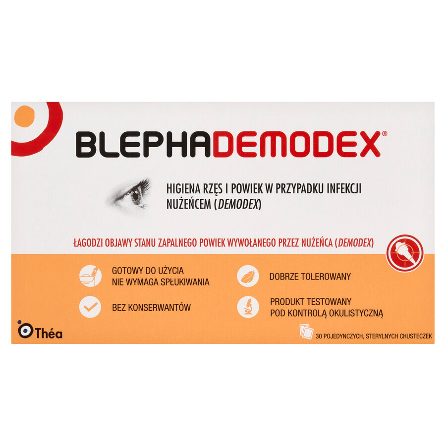 Blephademodex, lingettes pour paupières, stériles, 30 pièces