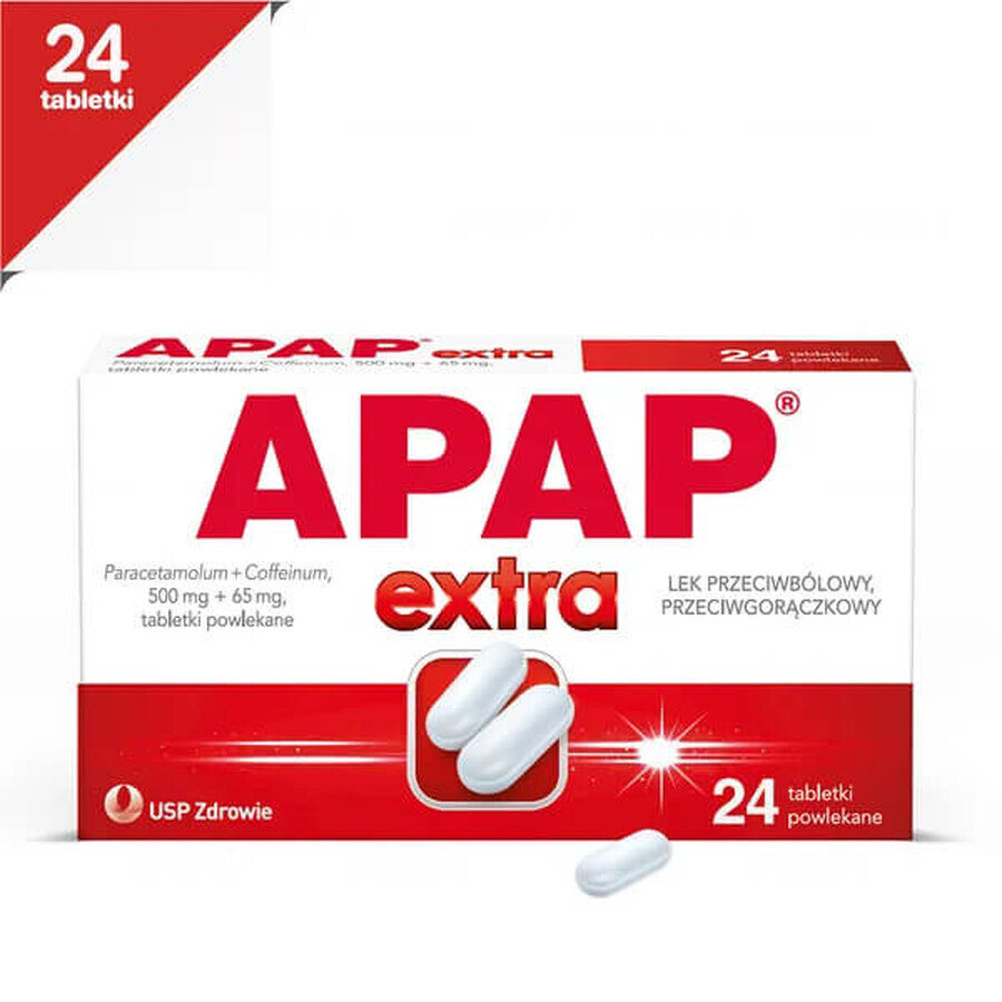 Apap Extra 500 mg + 65 mg, 24 filmomhulde tabletten