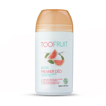 Toofruit, deodorante antibatterico in pallina per bambini, pompelmo e menta, 50 ml