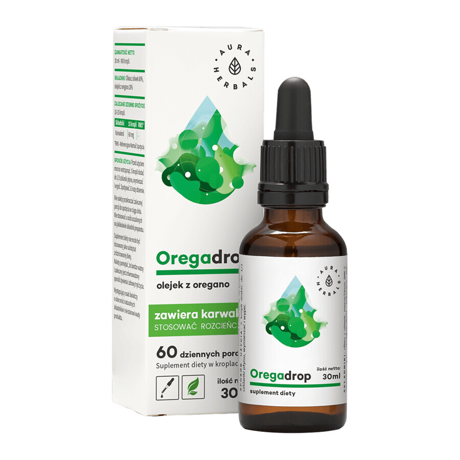 Aura Herbals Oregadrop, olio di origano, gocce, 30 ml