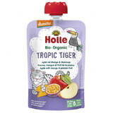 Holle, Mousse di frutta in tubetto, Tropic Tiger, mela con mango e frutto della passione, dopo 8 mesi, 100 g