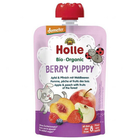 Holle, Berry Puppy fruit mousse tube, apples, peaches, BIO berries, after 8 months, 100 g