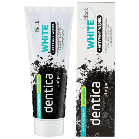 Dentica, dentifricio con carbone attivo, Black White, 75 ml