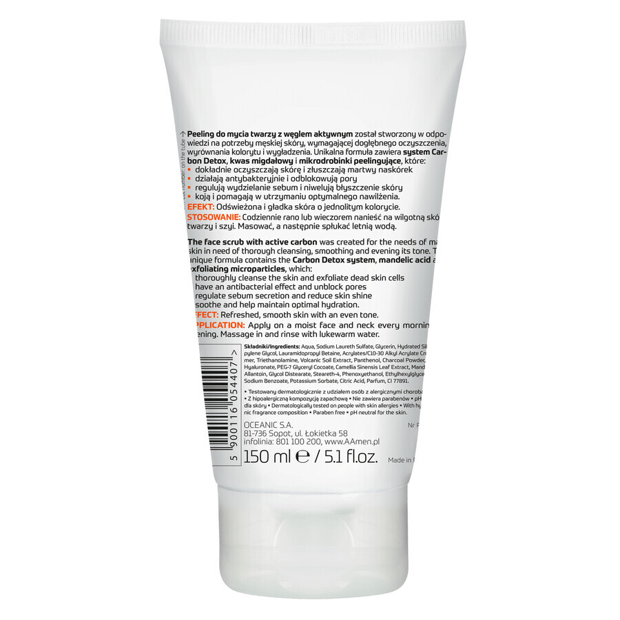 AA Men Carbon Care, scrub per il viso al carbone, 150 ml