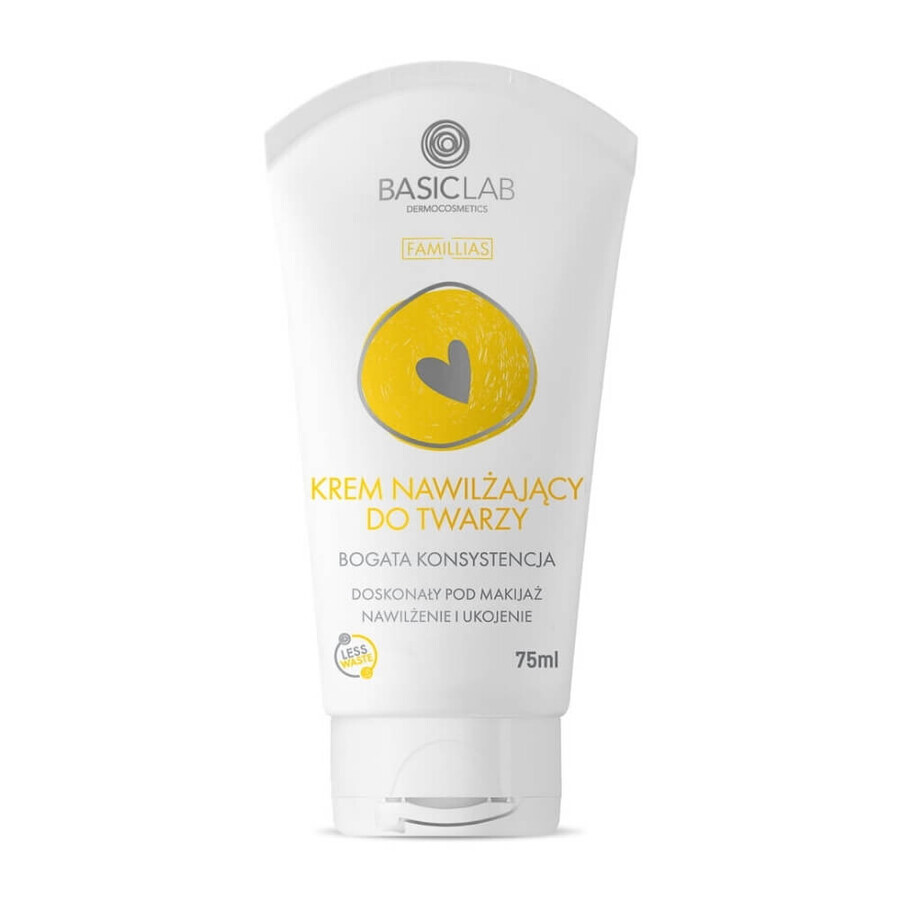 BasicLab Famillias, crema idratante per il viso, texture ricca, da 1 mese, 75 ml