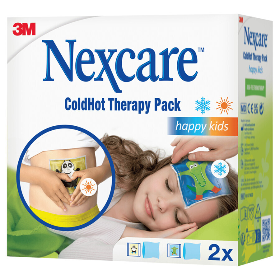 Nexcare ColdHot Happy Kids, confezione in gel caldo-freddo, 11 cm x 12 cm, 2 pezzi