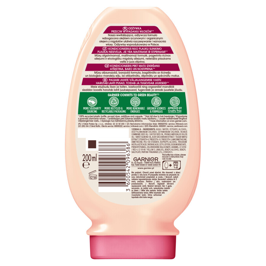 Garnier Botanic Therapy, balsamo per capelli, olio di ricino e mandorle, 200 ml