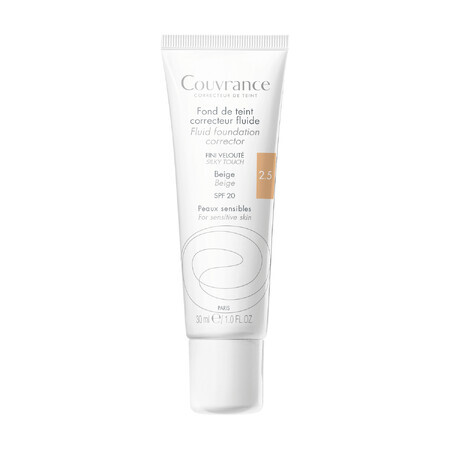 Avene Couvrance, Korrekturflüssigkeit, Nr. 2.5, natürliches Beige, SPF 20, 30 ml