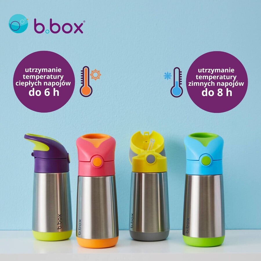 B.Box, biberon termico con cannuccia, biberon per bambini, Strawberry Shake, da 12 mesi, 350 ml