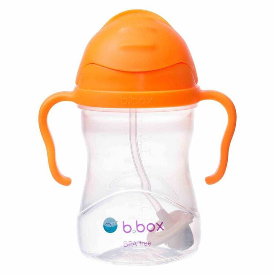 B.Box, bottiglia con cannuccia, arancio, da 6 mesi, 240 ml