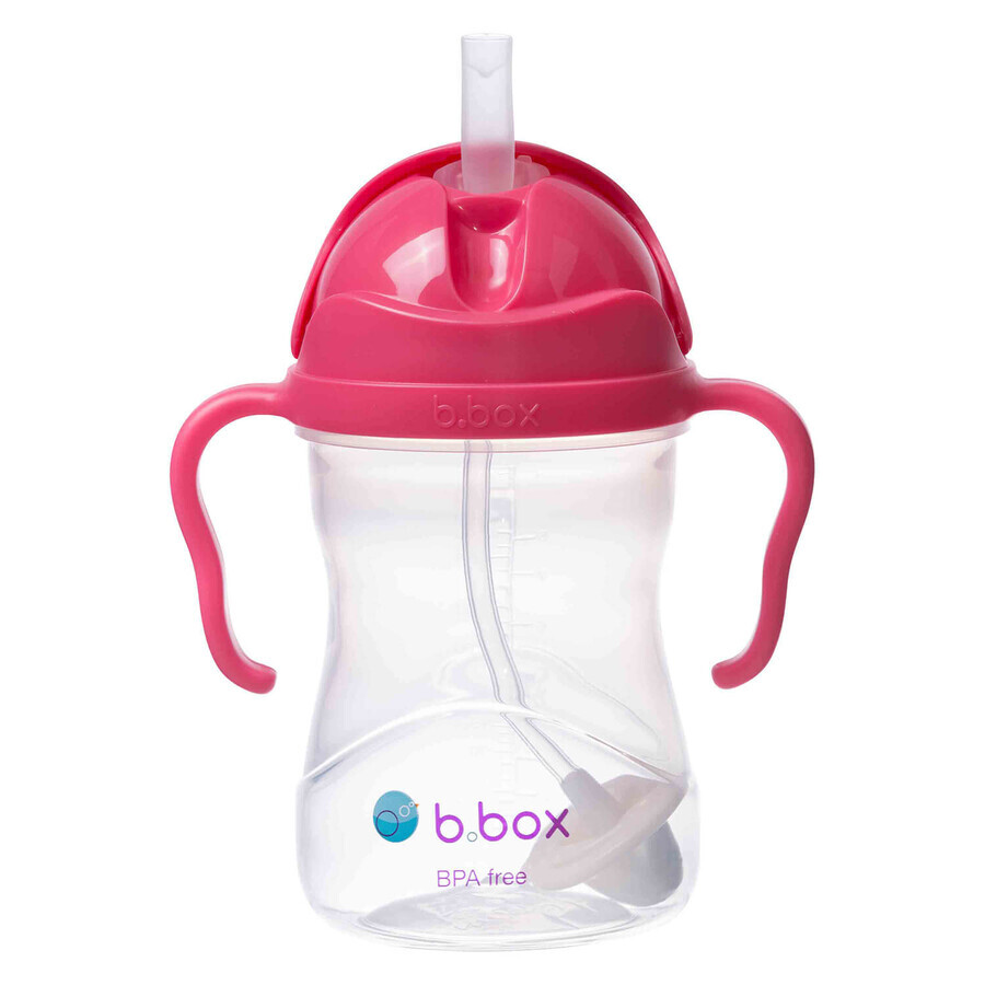 B.Box, bottle with straw, raspberry, from 6 months, 240 ml