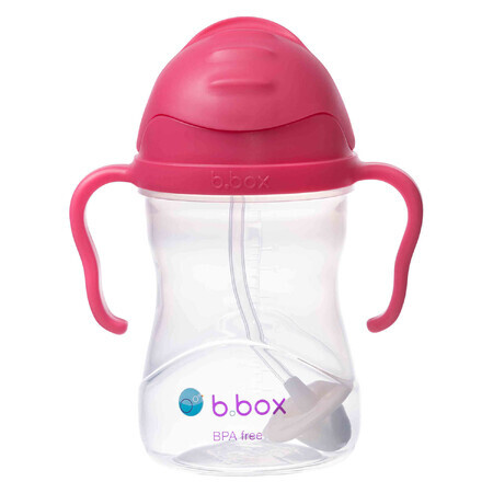 B.Box, bottle with straw, raspberry, from 6 months, 240 ml