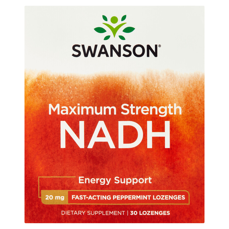 Swanson Maxiumum Strength NADH, goût menthe, 30 pastilles