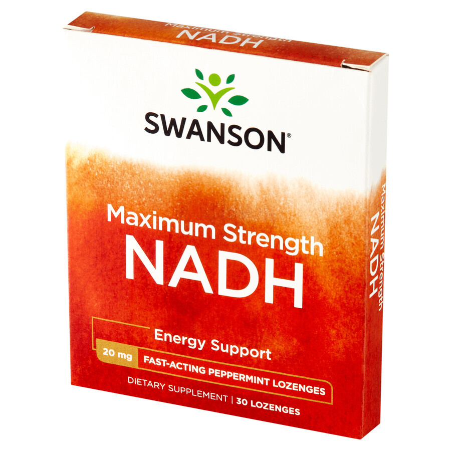 Swanson Maxiumum Strength NADH, goût menthe, 30 pastilles