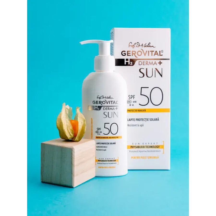 Latte per Protezione Solare SPF 50 Derma+ Sun, Gerovital H3 Derma+ Sun, 150 ml, Farmec