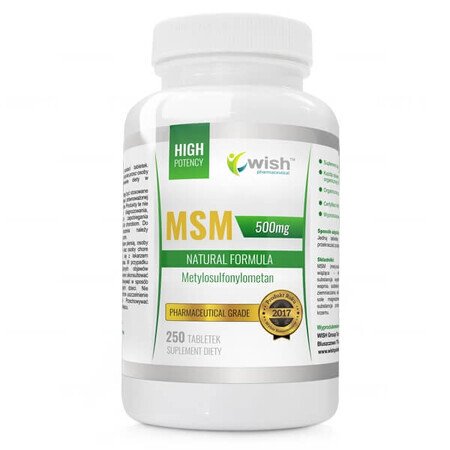 Wish, MSM solforato organico 500 mg, 250 compresse