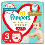 Pampers Premium Care Pants, wegwerpluiers, maat 3, 6-11 kg, 48 stuks