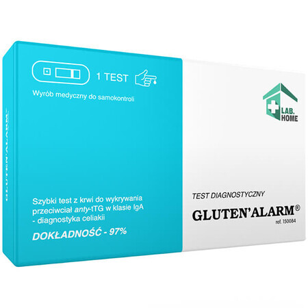 LabHome Gluten'Alarm, análisis de sangre para intolerancia al gluten, diagnóstico de enfermedad celíaca, 1 pieza