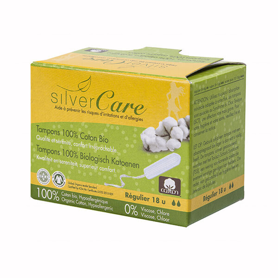 Masmi Silver Care, assorbenti igienici in cotone biologico, Regular, 18 pezzi