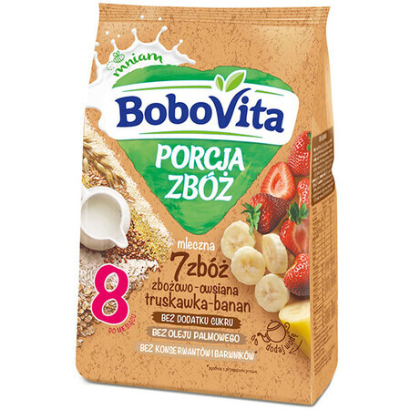 BoboVita Porcja Zbóż Porridge di cereali di avena 7 cereali, fragola-banana, latticini, senza zuccheri aggiunti, dopo 8 mesi, 210 g