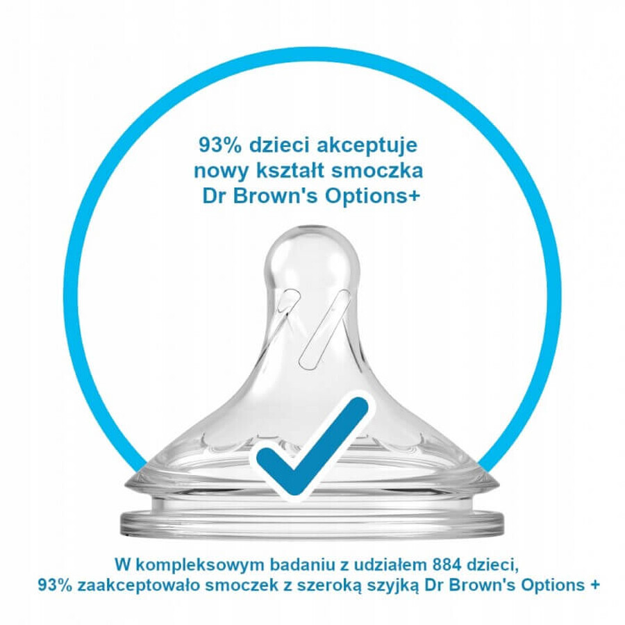 Dr Browns Options+, biberon anticolica, collo largo, con tettarella, 2 x 150 ml