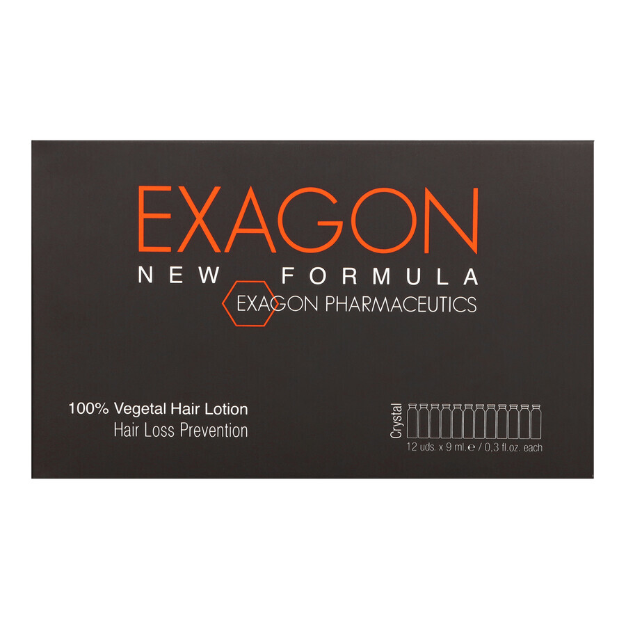 Exagon New Formula, trattamento contro la caduta dei capelli, fiale, 12 x 9 ml