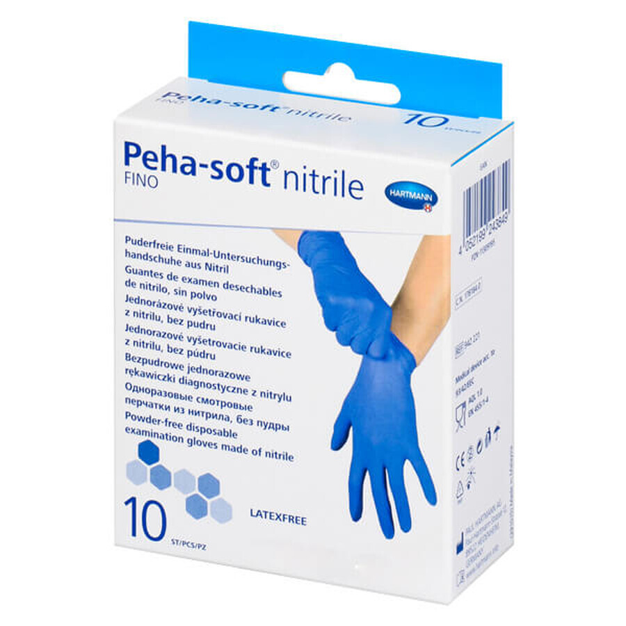 Peha-soft nitrile fino, guanti in nitrile, non sterili, senza polvere, blu, taglia S, 10 pezzi