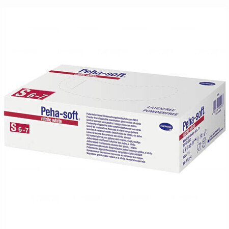 Peha-soft nitrile, guanti in nitrile, non sterili, senza polvere, bianchi, taglia S, 200 pezzi 