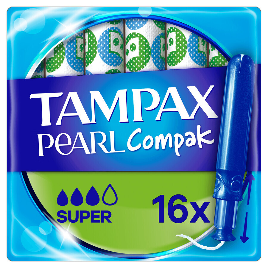 Tampax Compak Pearl, assorbenti igienici con applicatore, Super, 16 pz.