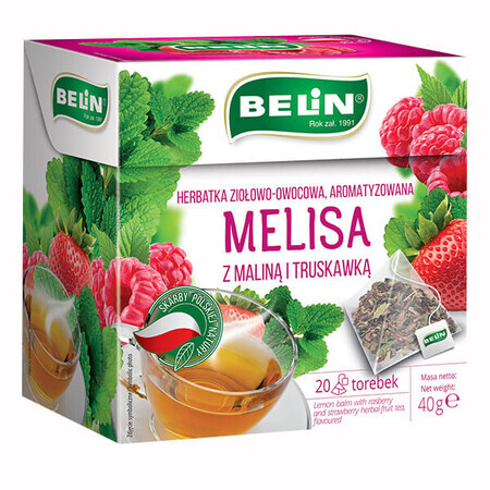 Belin Melisa con frambuesa y fresa, infusión de hierbas y frutas, aromatizada, 2 gx 20 sobres