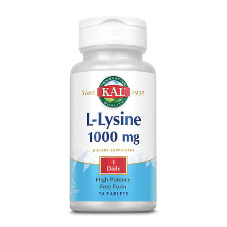 L-Lysine 1000mg KAL, 50 tablets, Secom