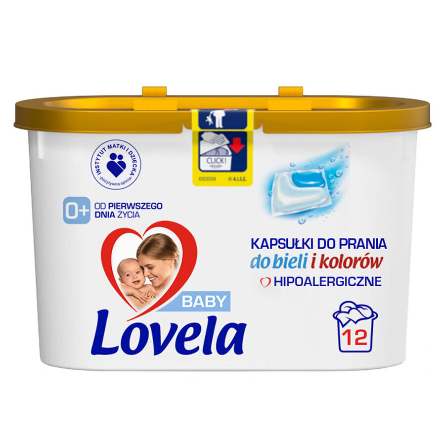 Lovela, capsule di lavaggio ipoallergeniche, bianche e colorate, 12 pezzi