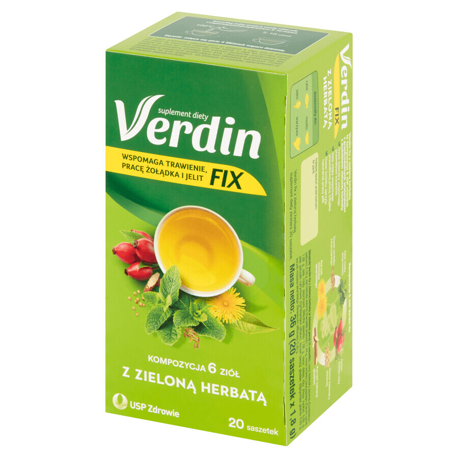 Verdin Fix with green tea, 20 sachets