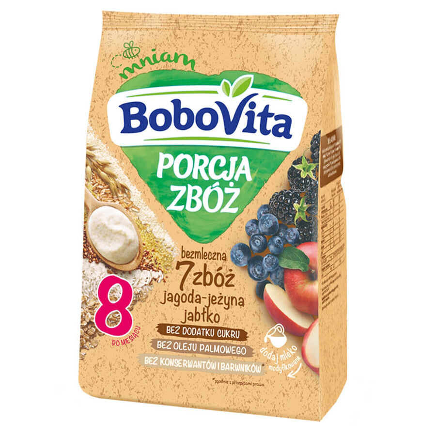 BoboVita Porcja Zbóż Porridge 7 cereali, mirtillo, mora, mela, senza latte, senza zuccheri aggiunti, dopo 8 mesi, 170 g