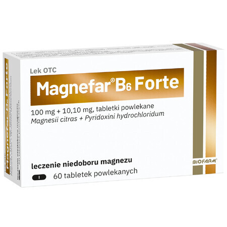 Magnefar B6 Forte 100 mg + 10.10 mg, 60 comprimate filmate