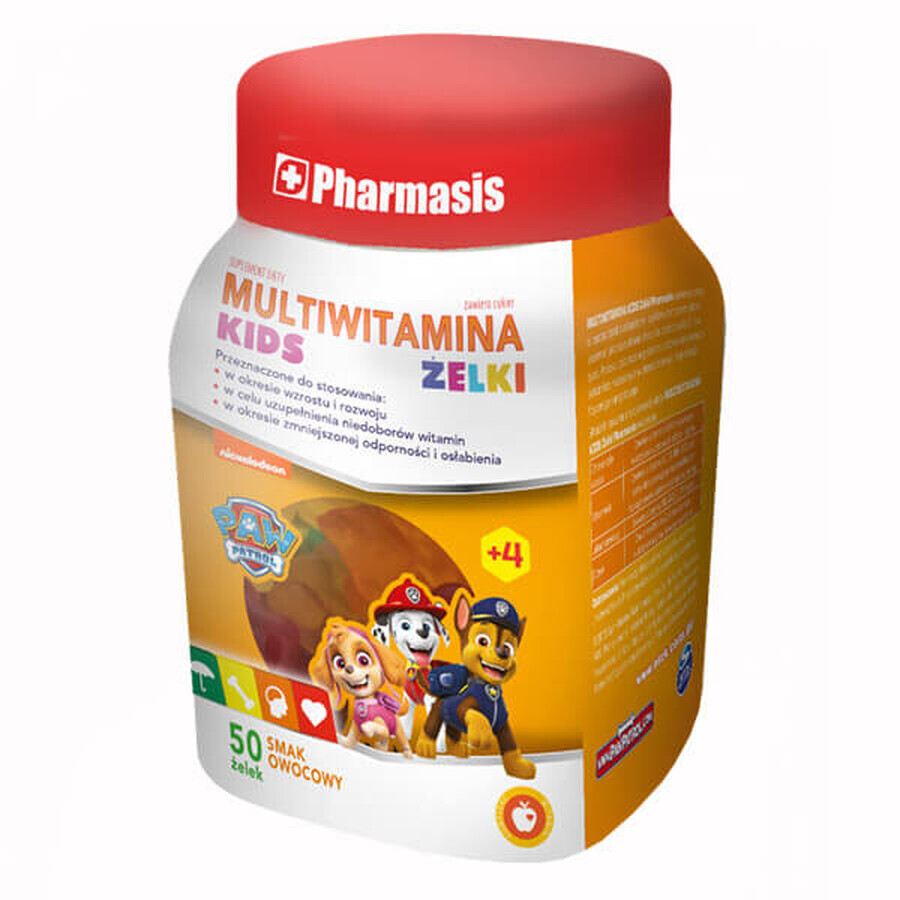 Pharmasis Multivitamin Kids, gelatine per bambini sopra i 4 anni, gusto frutta, 50 pezzi