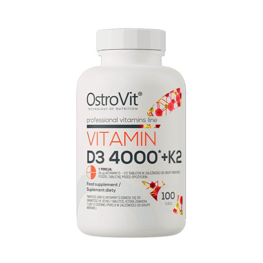 Vitamina D3 4000 + K2, 100 compresse, OstroVit 