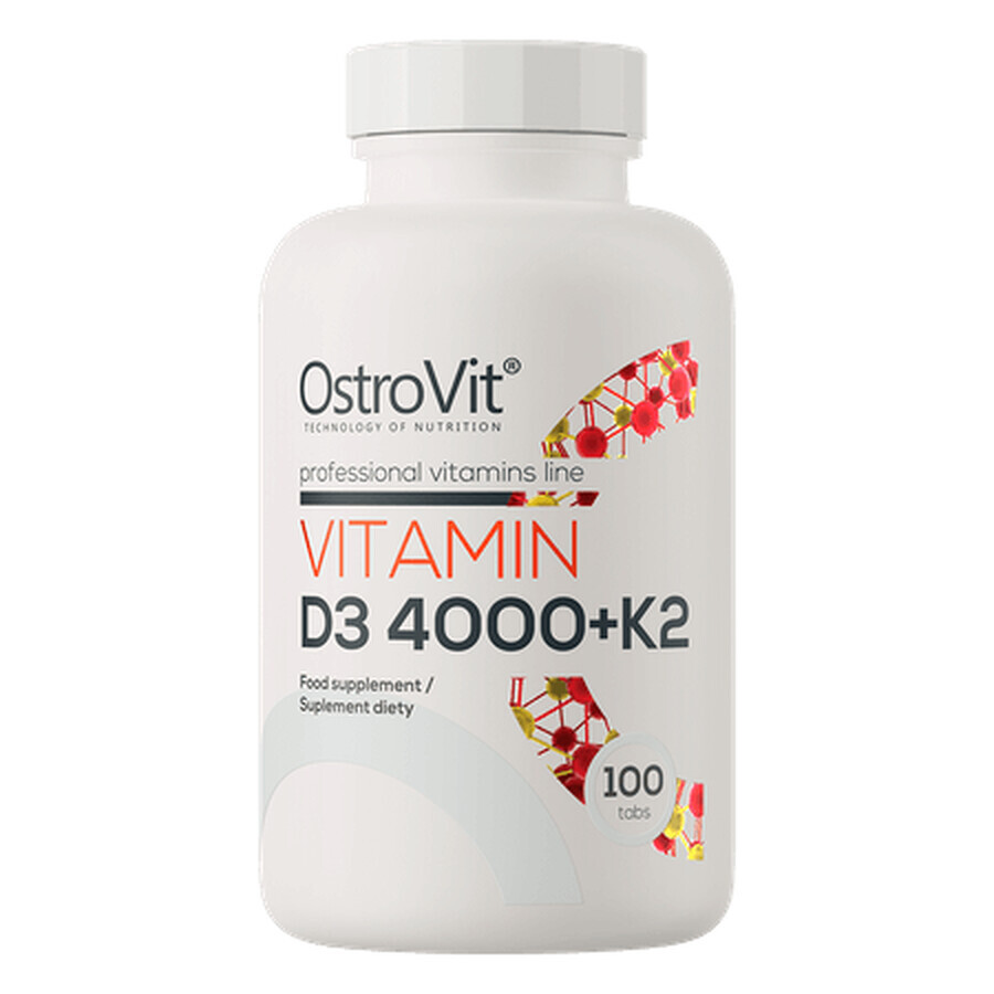 Vitamina D3 4000 + K2, 100 compresse, OstroVit 