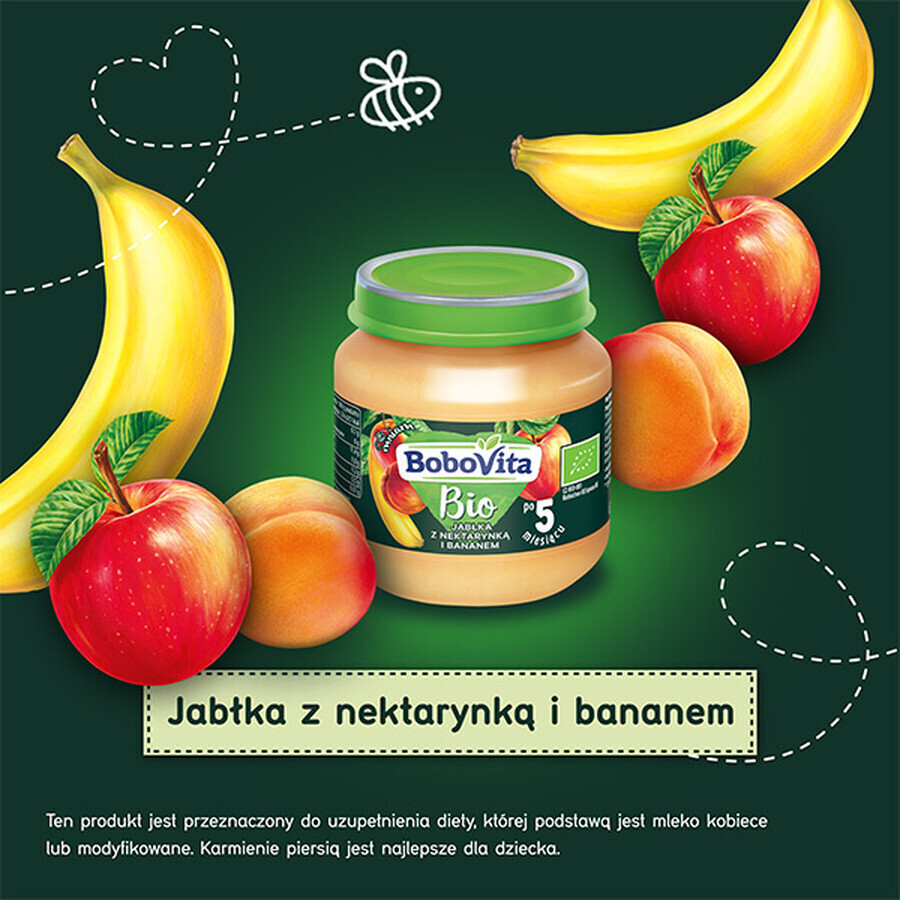 BoboVita Bio Dessert, mela, nettarina e banana dopo 5 mesi, 125 g